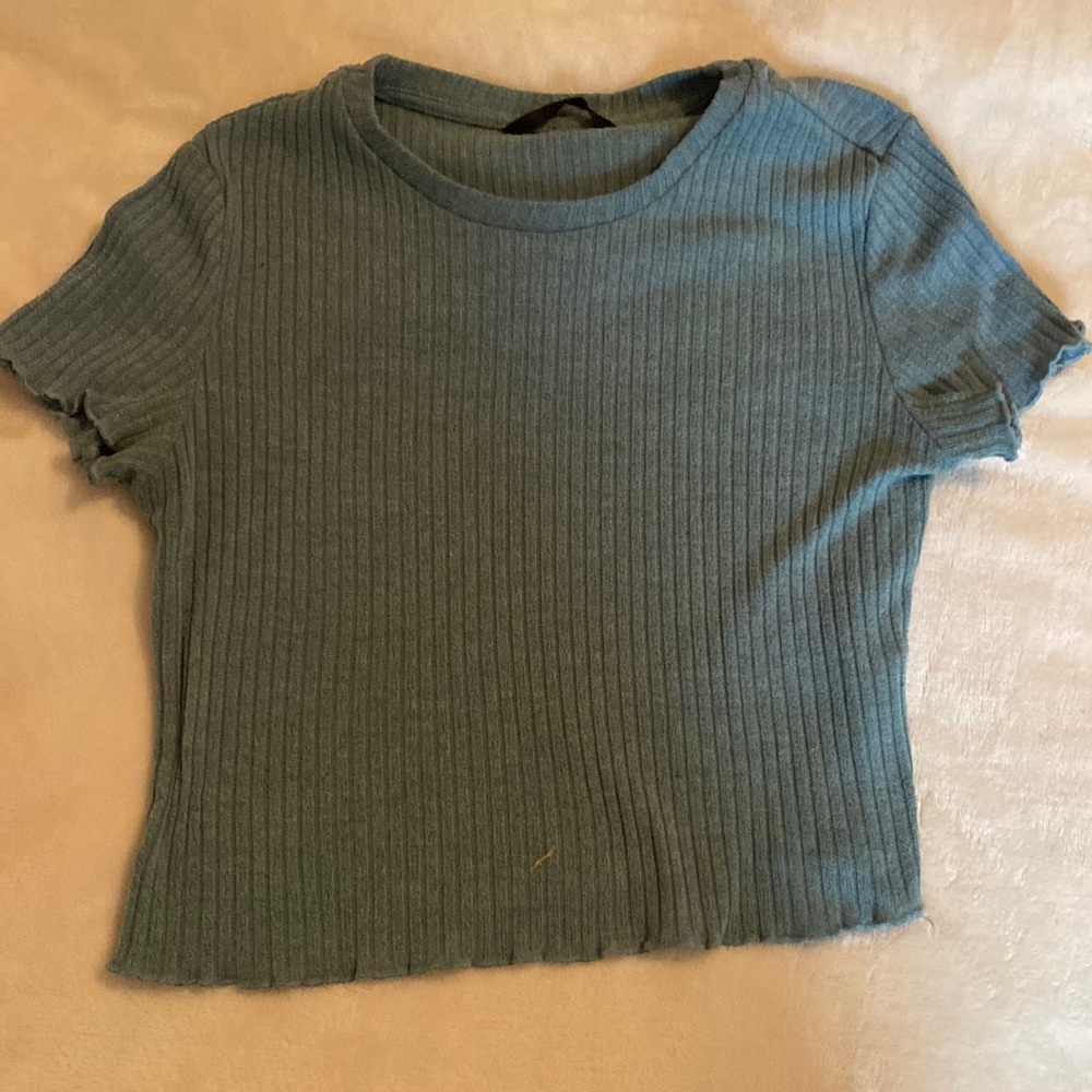 Blue Medium Shein Ribbed Crop Top
